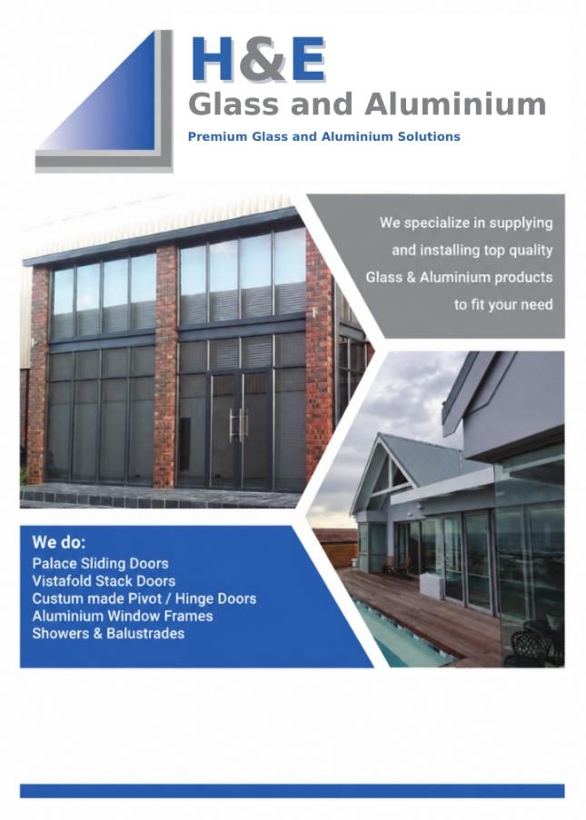 H&E Glass and Aluminium Brochure - Cover & Overview